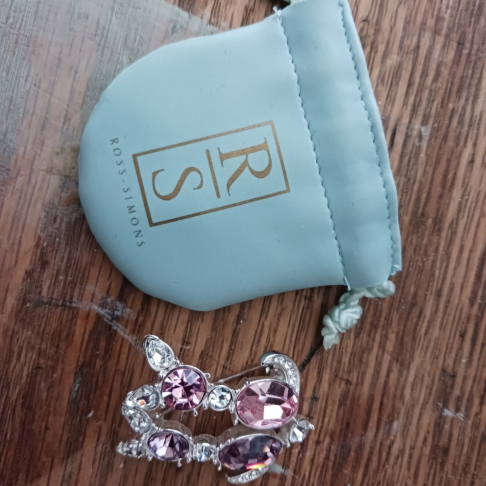Ross-Simons Pink Zirconia Silver Plated Turtle Pin Brooch